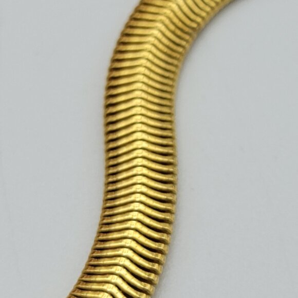 Anne Klein Gold Tone Flat Fancy Snake Chain Necklace 18" - Picture 3 of 7